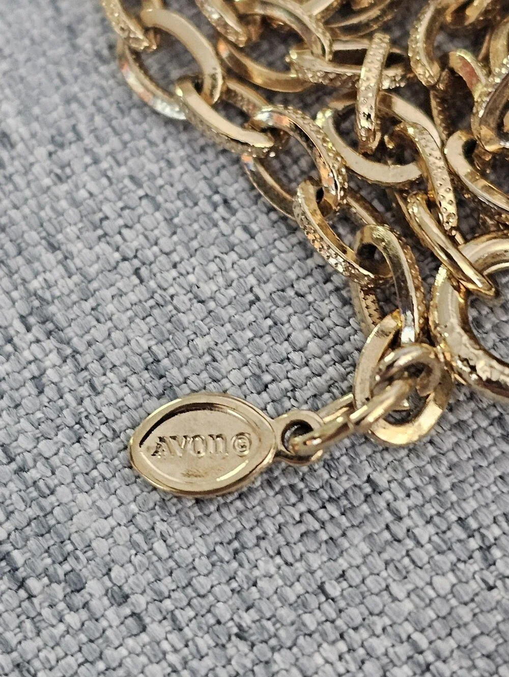 Vintage Avon Gold-Tone Necklace with Red Teardrop Pendant